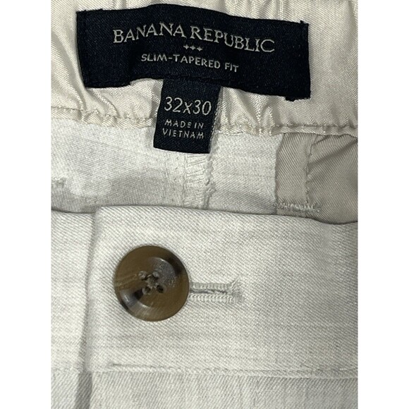 Banana Republic Pants Mens 32x30 Beige Cargo Slim Tapered Polyester Viscose - Picture 3 of 7